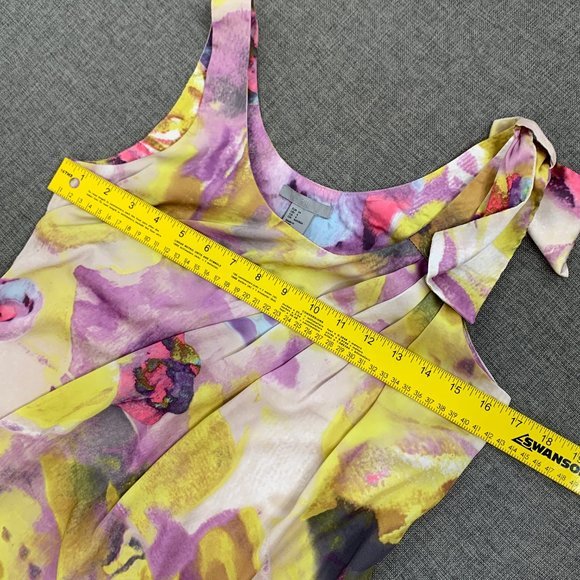 H&M Watercolor Pastel Dress Silky Soft Size 4 Sleeveless Scoop Neck Bow Shoulder - Picture 9 of 11